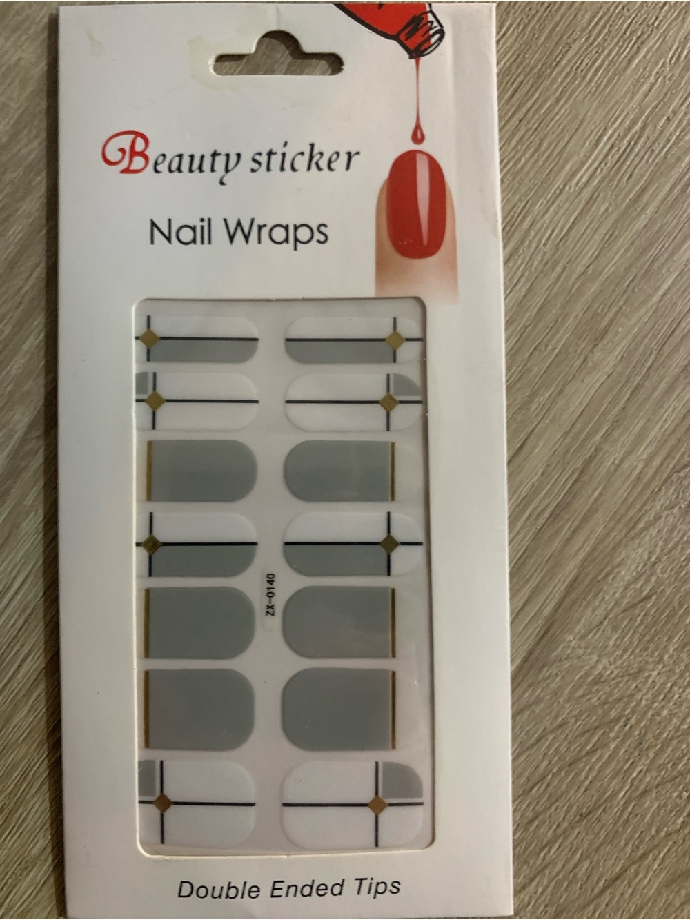Gray & Gold Geometric Nail Wrap Stickers